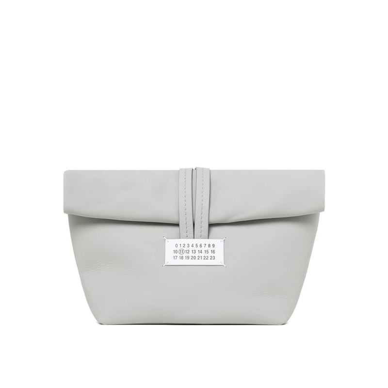 Number Logo Leather Clutch Bag