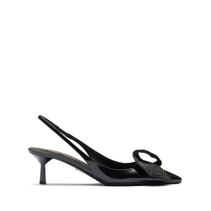 Stone Knot Detail Patent Leather Heels
