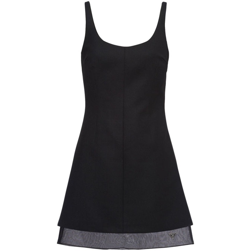 Triangle Logo Slip Wool Mini Dress
