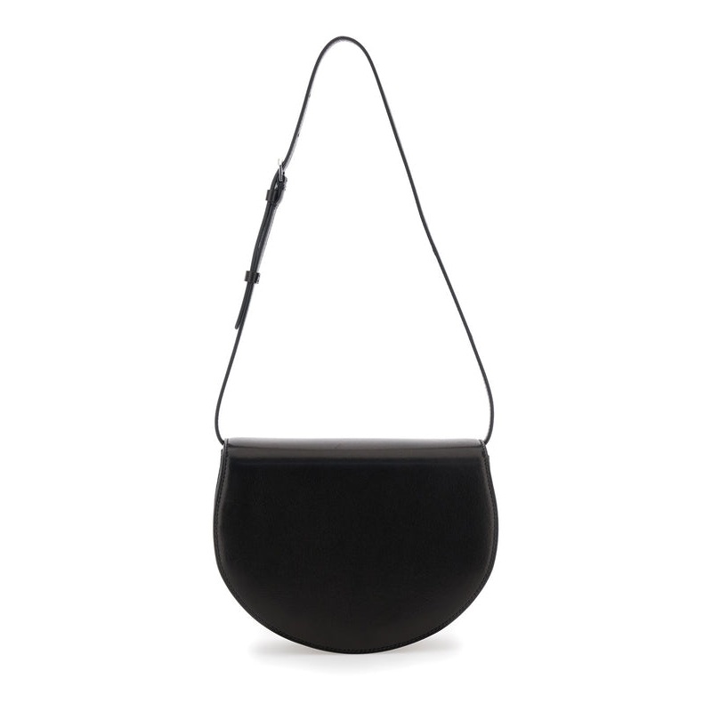 ‘Canteen’ Black Shoulder Bag with Adjustable Shoulder Strap in Leather Woman Crossbody & Shoulder Bags