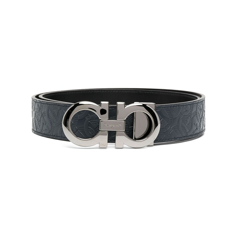 Ferragamo Navy Leather Belts|100|105