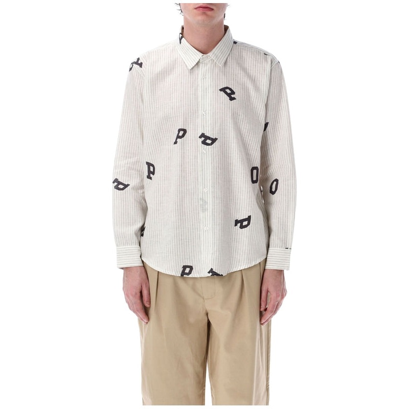 Pop Letters striped shirt Half Sleeve