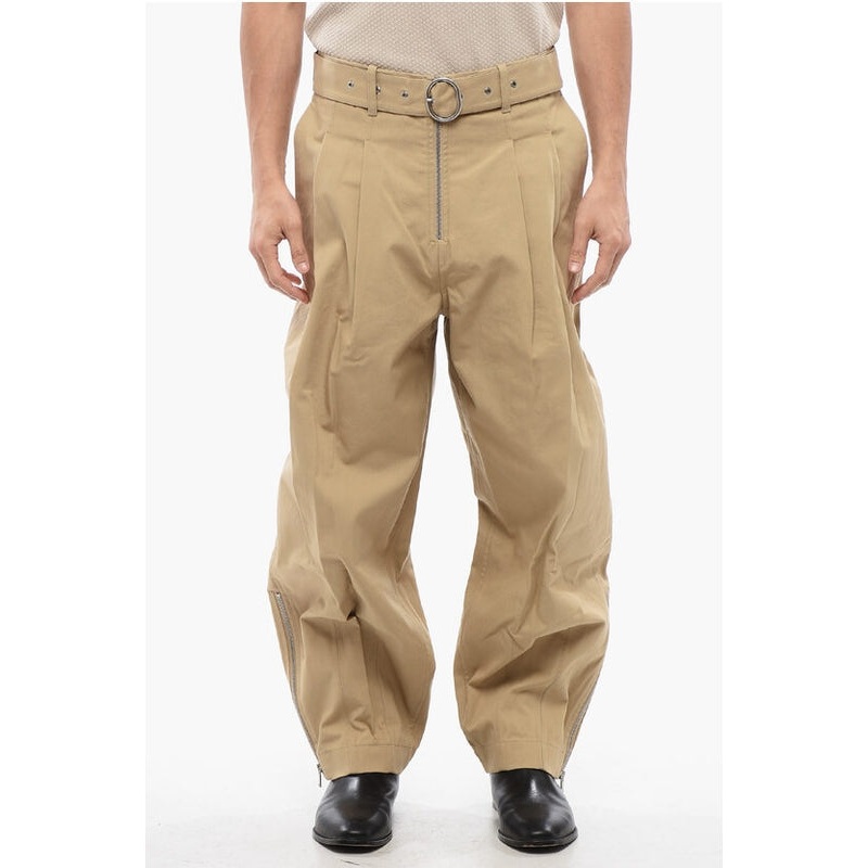 Belt Detail Cotton Tapered Pants