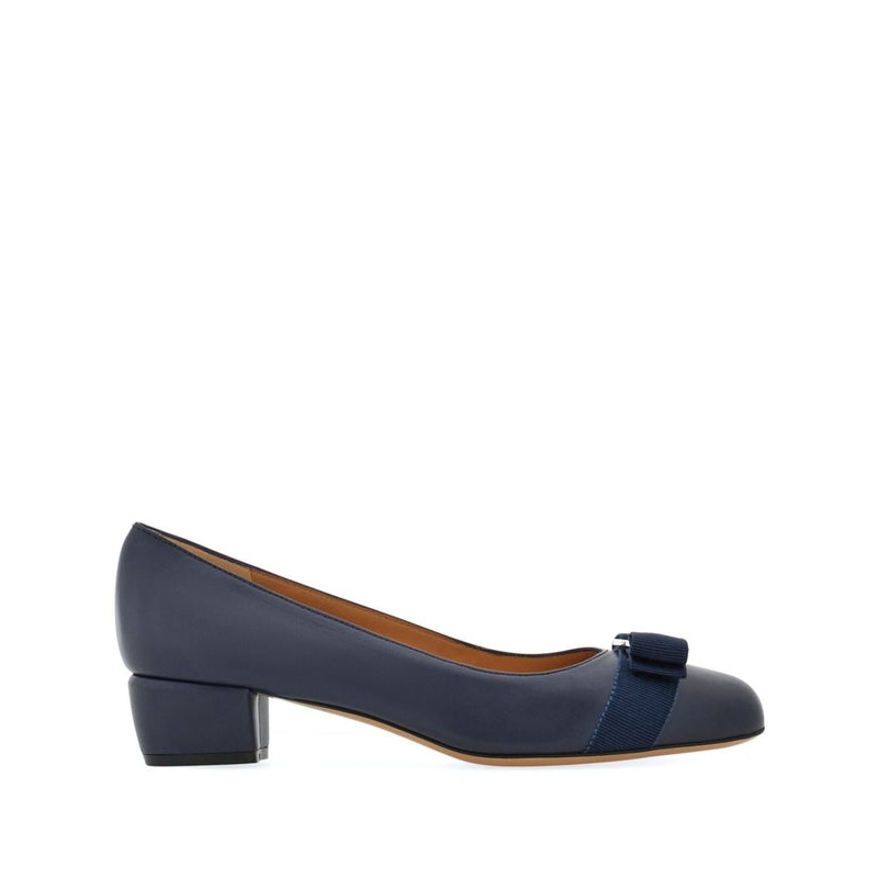 Ferragamo Navy Flat Shoes|8|9