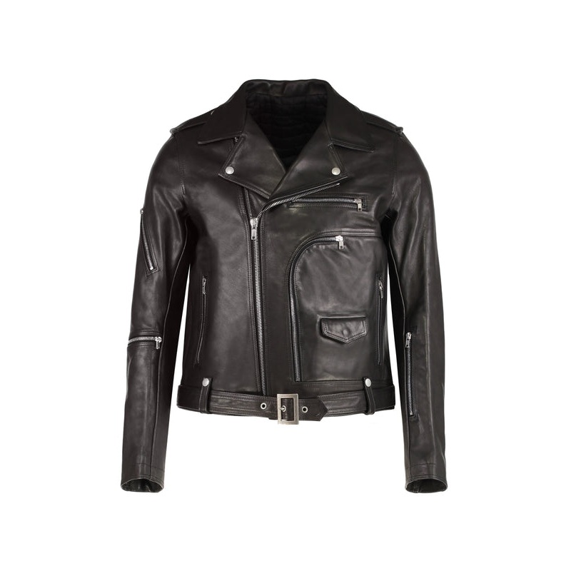 Black Leather Biker Jacket|IT 52