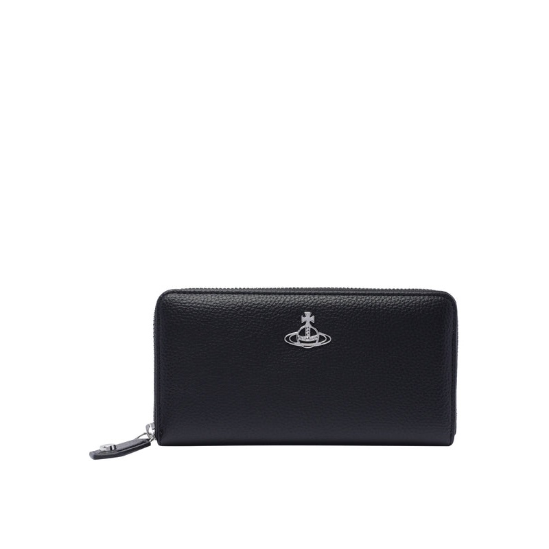 Orb Logo Black Leather Wallet|OS