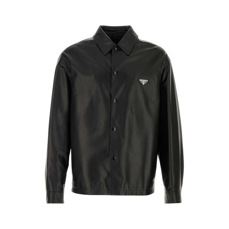 Triangular Logo Leather Shirt|IT 48|IT 54