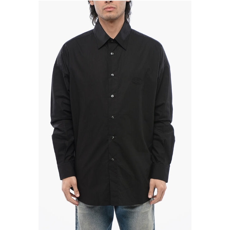 Cotton Poplin S-DOUBLY-PLAIN Shirt with Tone on Tone Embroid Shirts