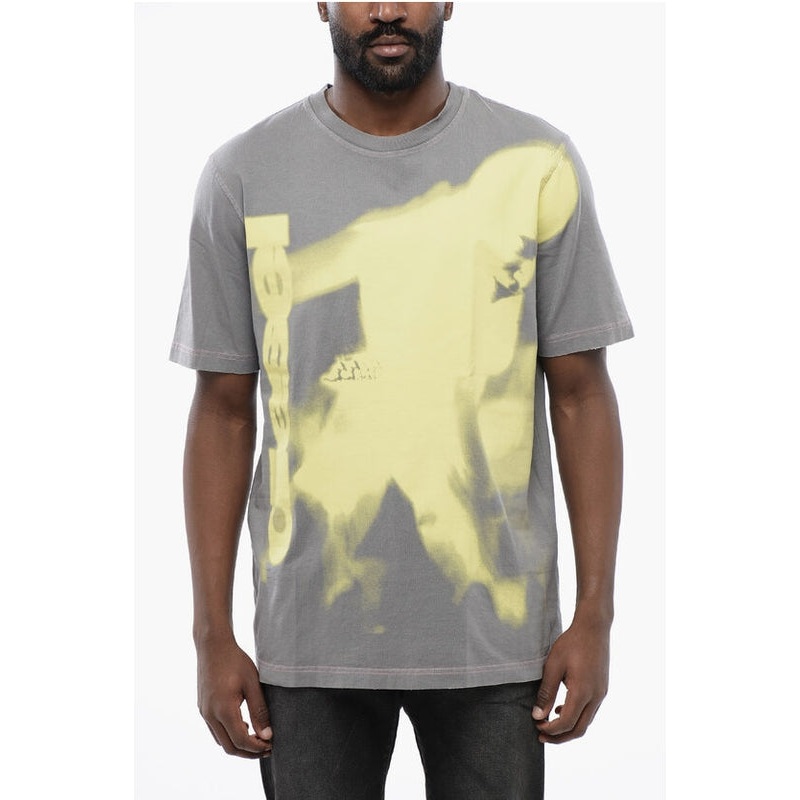 Faded Effect T-JUST-N13 Crewneck T-Shirt Half Sleeve