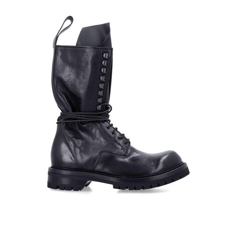 Rick Owens Black Lace Up Boots
