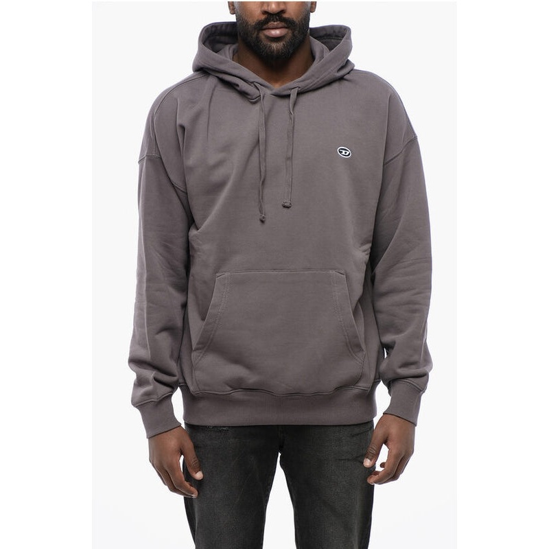 Solid Color S-ROB-HOOD-DOVAL-PJ Hoodie with Patch Pocket Hoodies