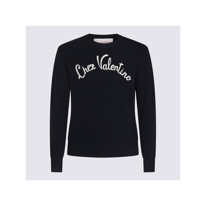 Valentino Sweaters Blue Knitted