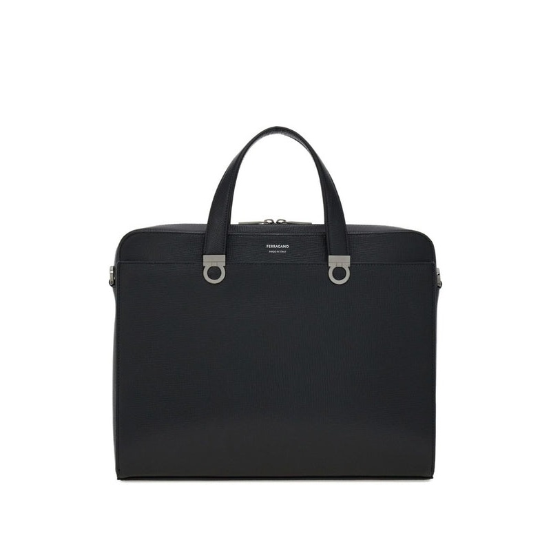 Ferragamo Black Brief Case|OS
