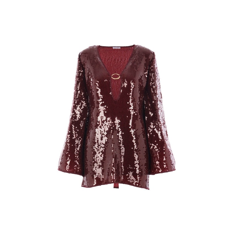 Oseree Burgundy Mini Dress|M