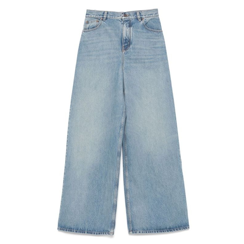 Back Logo Patch Cotton Denim Pants