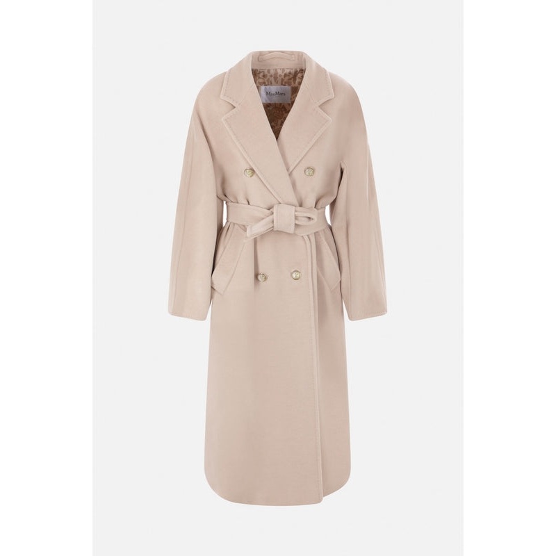Belt Accent Virgin Wool Cashmere Double Coat