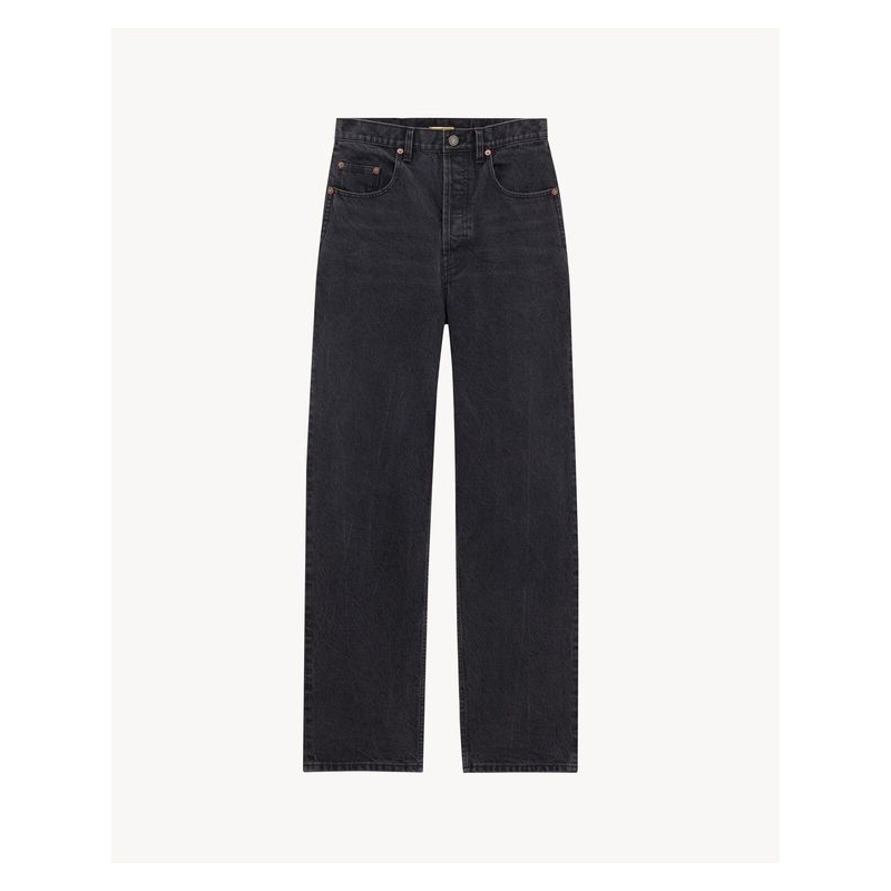 High-Waisted Cotton Denim Pants