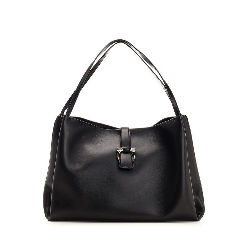 Gancini Detail Leather Tote Bag