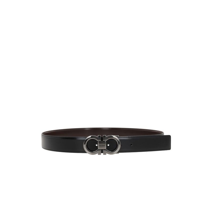 Gancini Logo Buckle Reversible Leather Belt