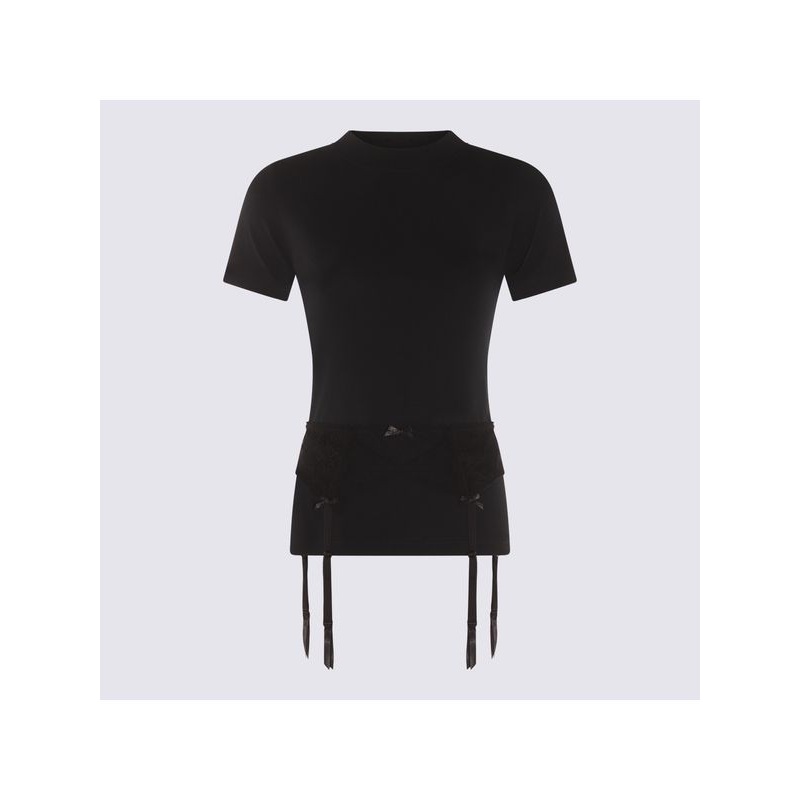 Lace Layered Detail Cotton Short Sleeve T-Shirt