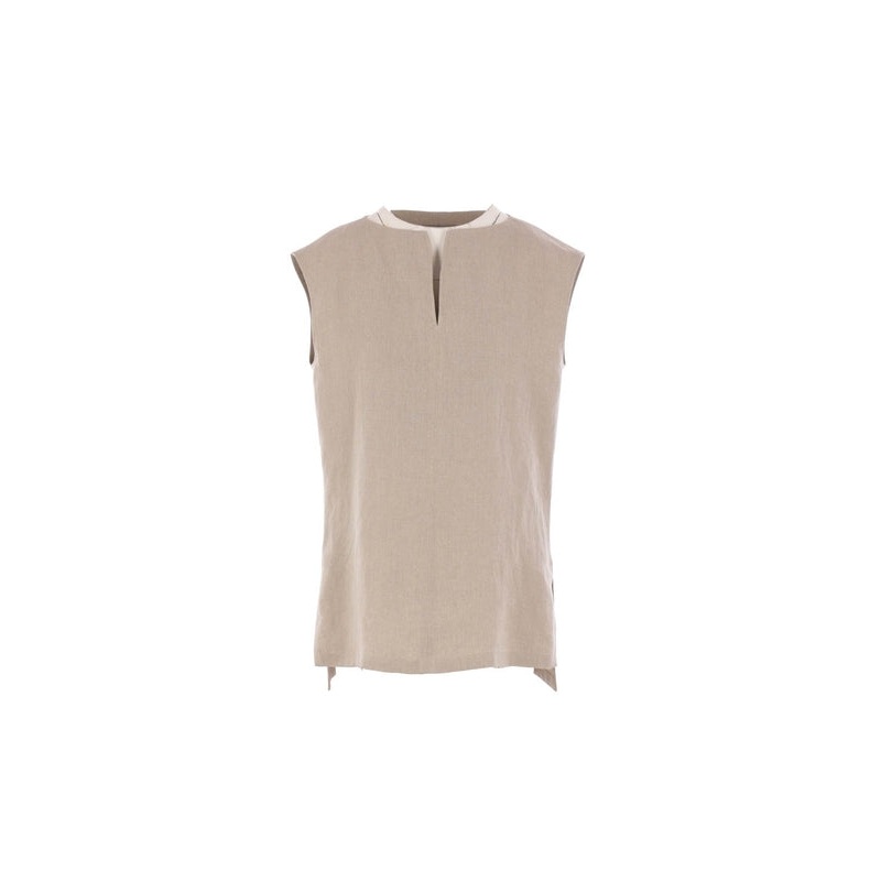 Layered Linen Sleeveless Top|40|42