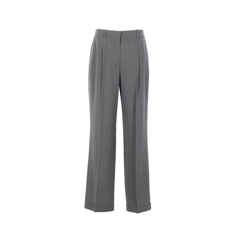 Turn-up Detail Wool Viscose Pants