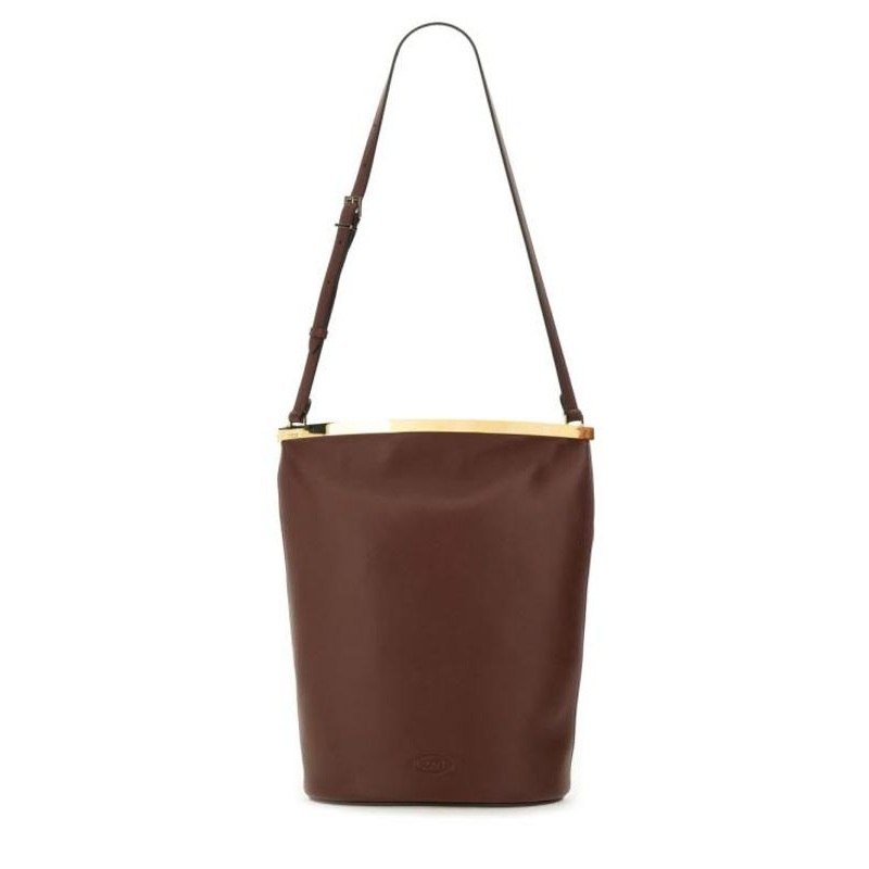 Logo Metal Detail Leather Shoulder Bag