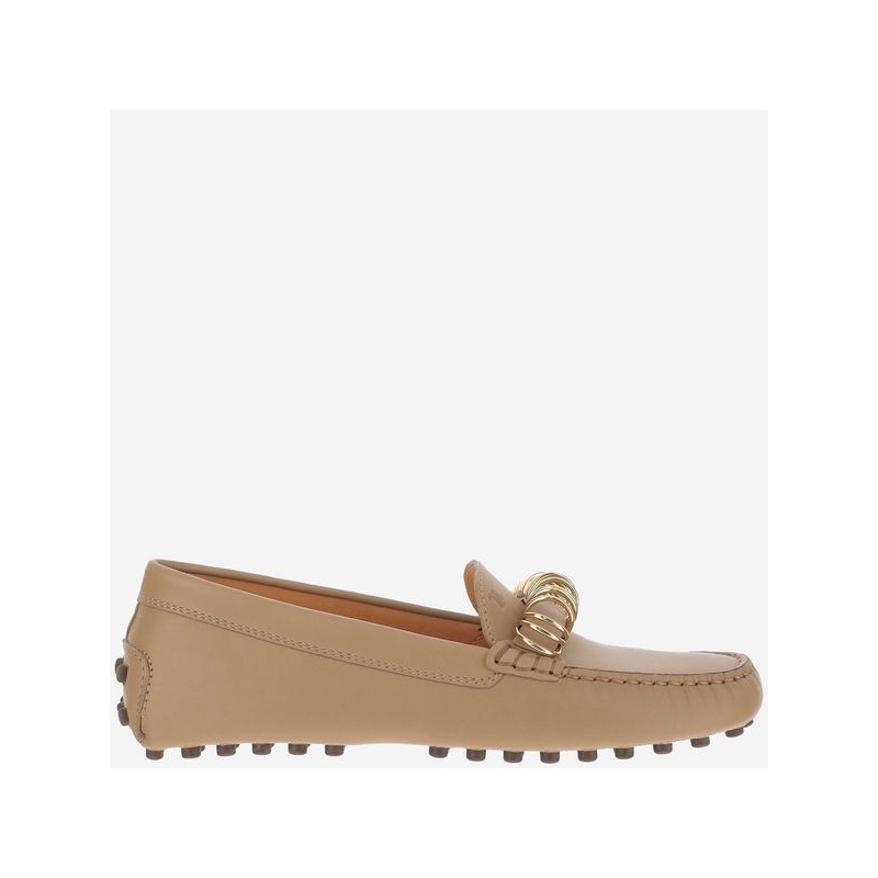 Ring Detail Leather Driving Shoes