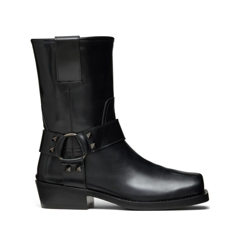 Rockstud Harness Leather Mid
  Boots