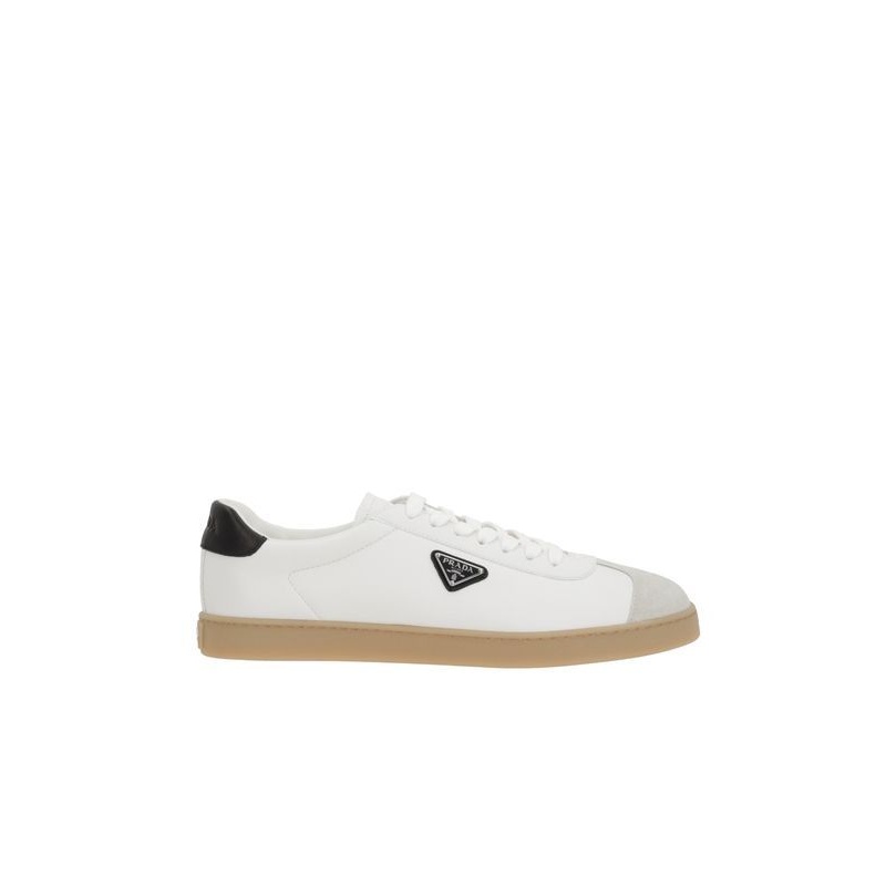 Triangle Logo Leather Low-Top Sneakers