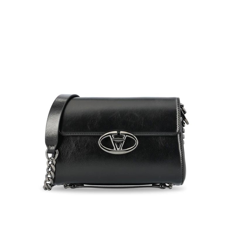 V Logo Leather Chain Shoulder
  Bag