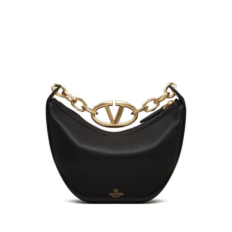 V Logo Moon Leather Tote Bag|OS