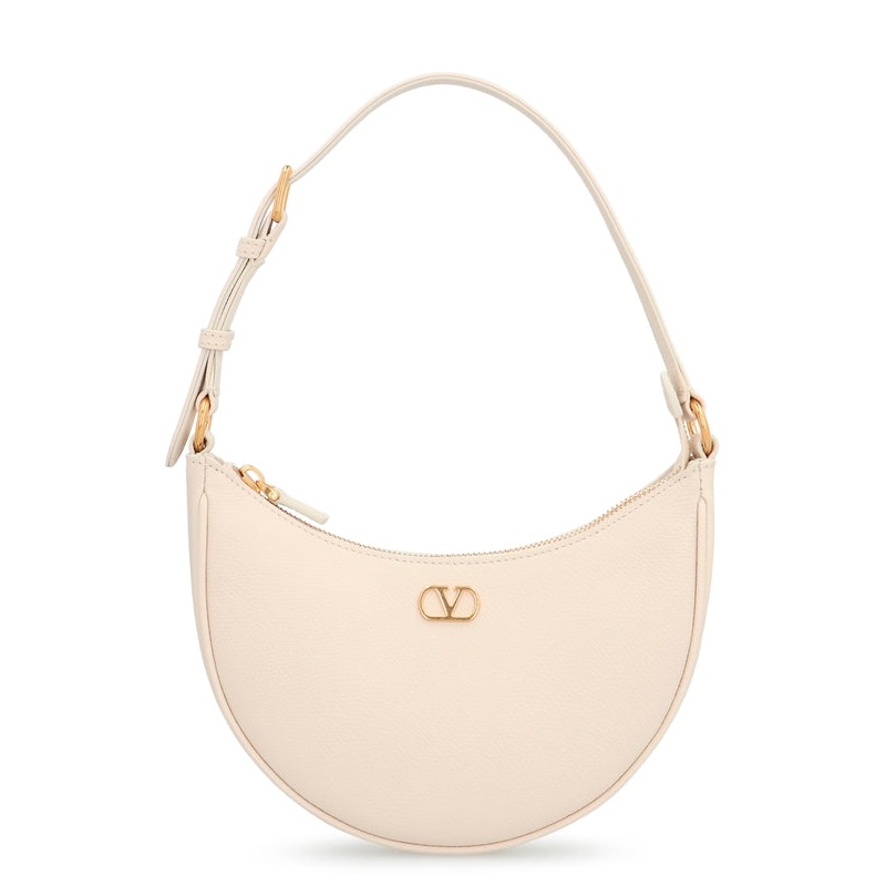 V Logo Leather Shoulder Bag|OS