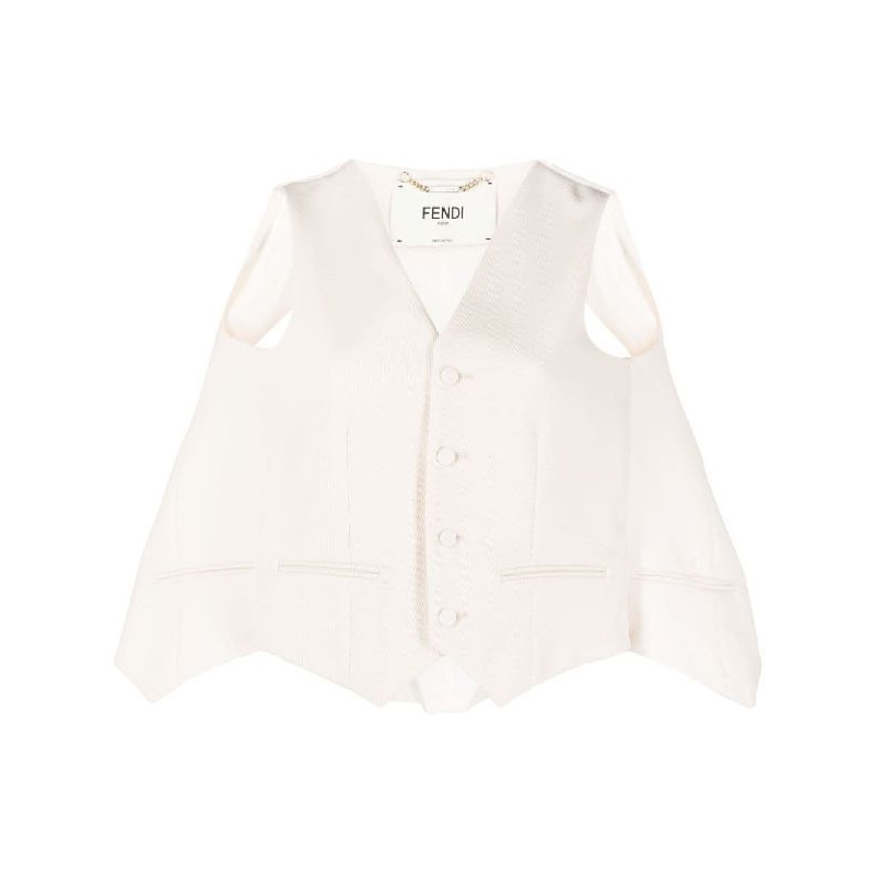 Cutout Cape Effect Wool Vest|40