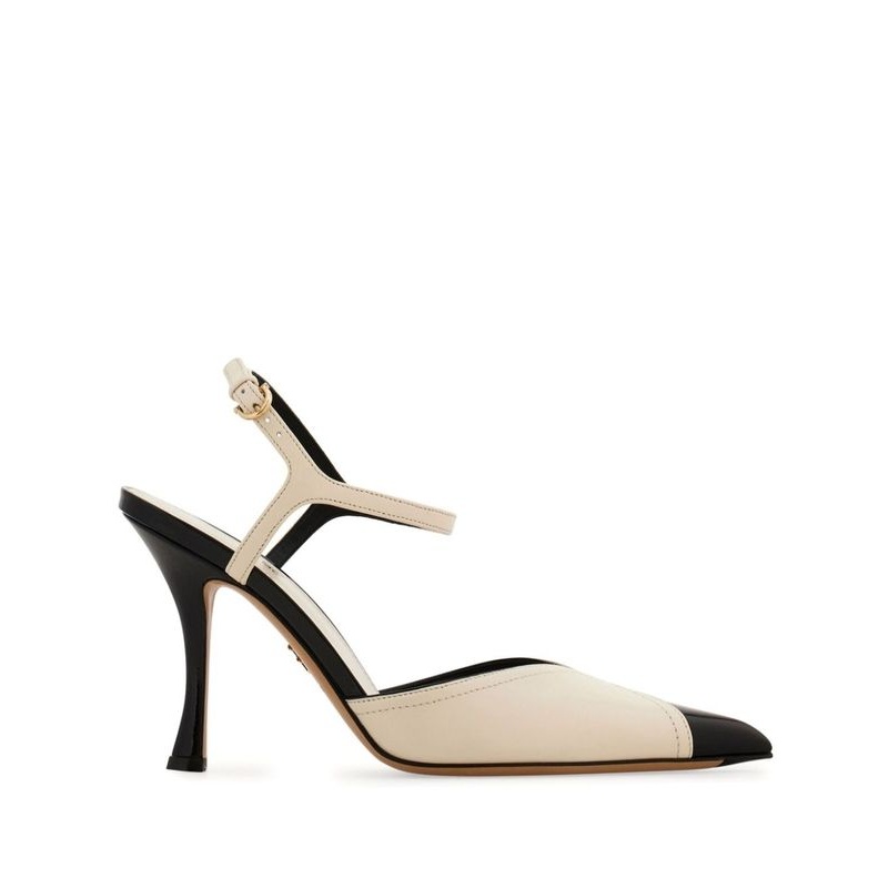 Pointed Toe Leather Sandal Heel