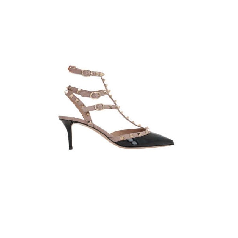Rockstud Leather Strappy Sandal Heels