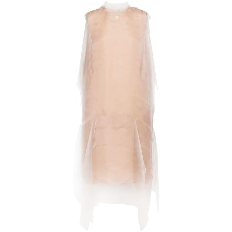 Triangular Logo Silk Tulle Dress