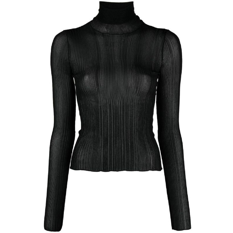 High Neck Semi-Sheer Knit|M|S