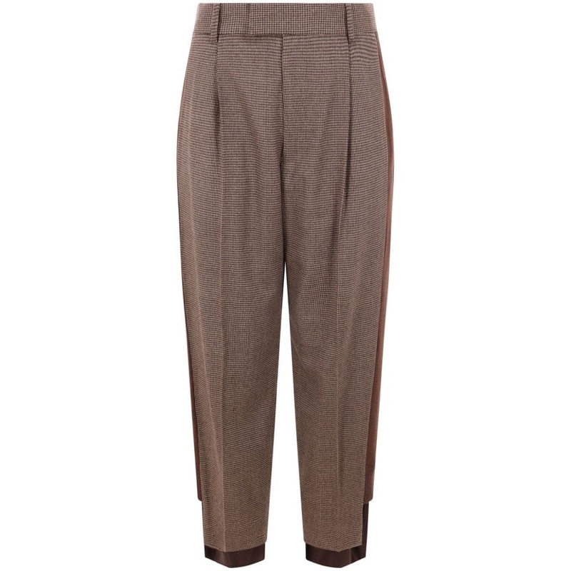 Houndstooth Check Wool Pants|2