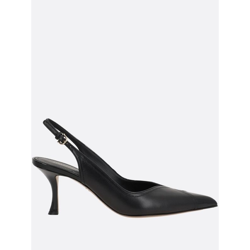 Pointed Toe Leather Slingback Heel