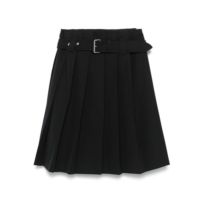 Belt Wool Pleated Skirt|42