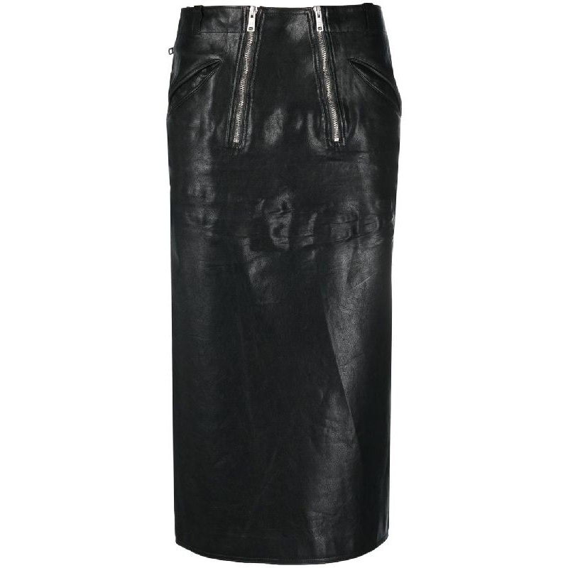 Zipper Decor Leather Skirt|40|42