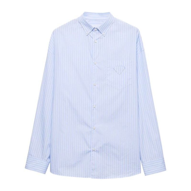 Chest Triangle Logo Stripe Cotton Shirt