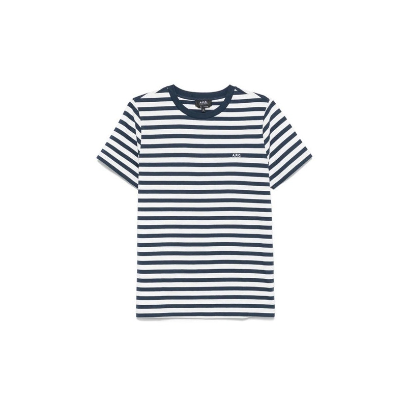 A.P.C. Blue Striped Half Sleeve