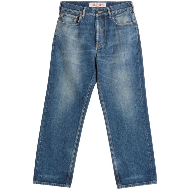 Back Logo Patch Washed Cotton
  Denim Pants