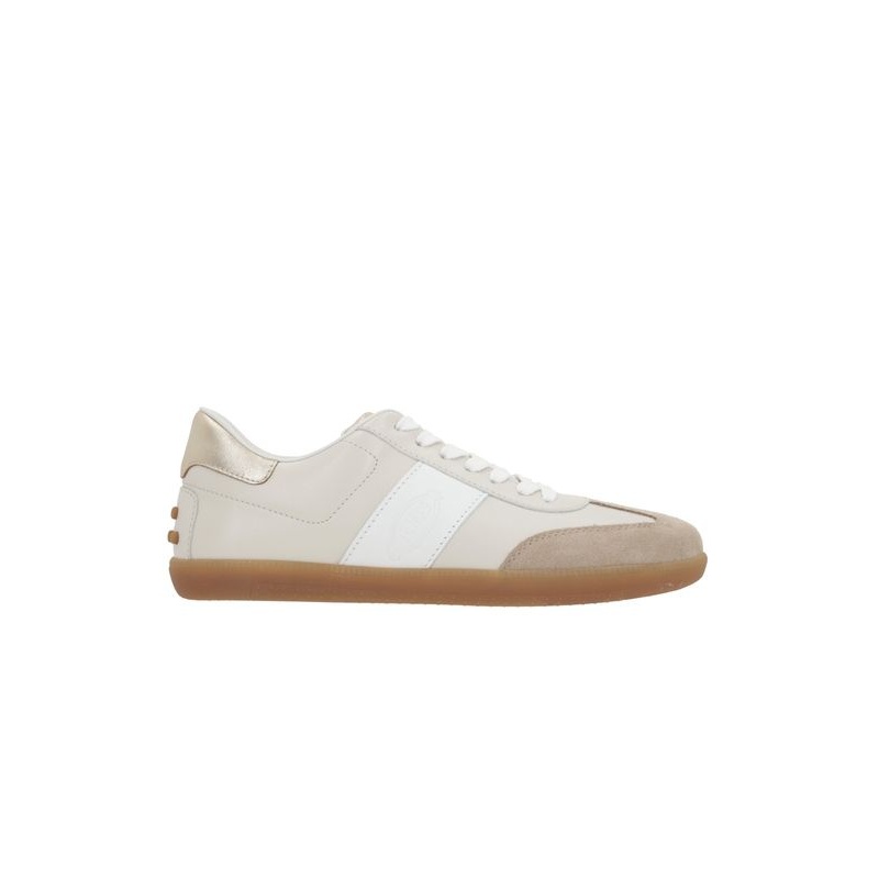 Pebble-Tab Leather Low-Top
  Sneakers