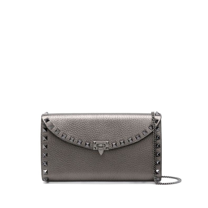 Rockstud Metallic Leather Shoulder Bag