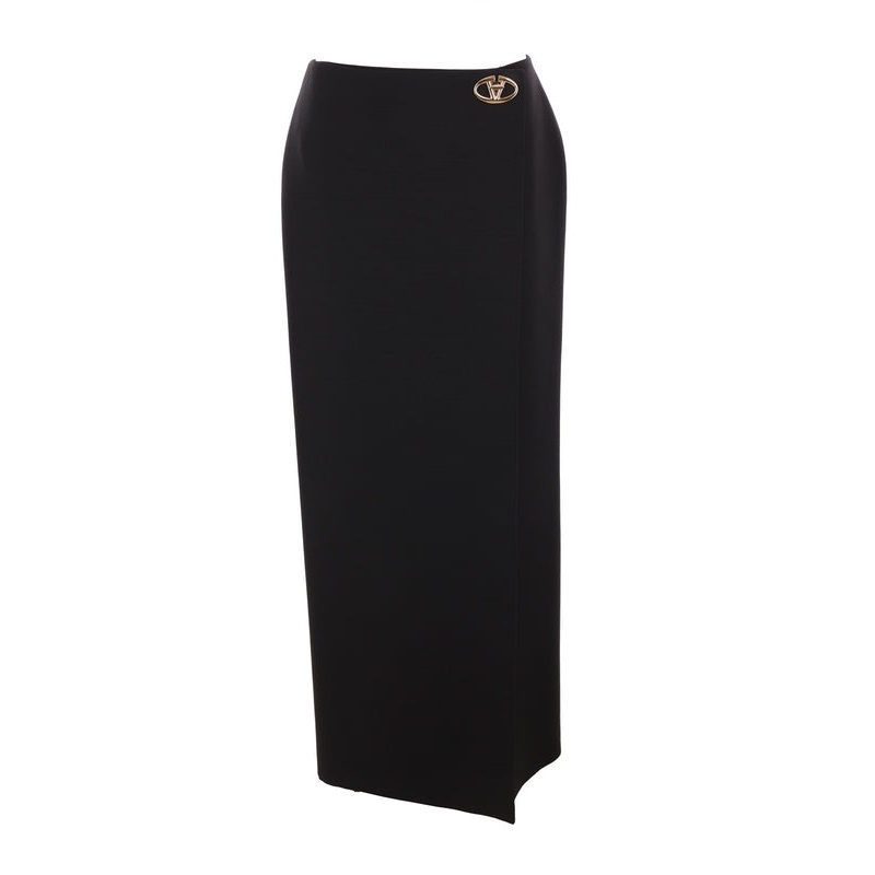 V Logo Wool Silk Skirt|40