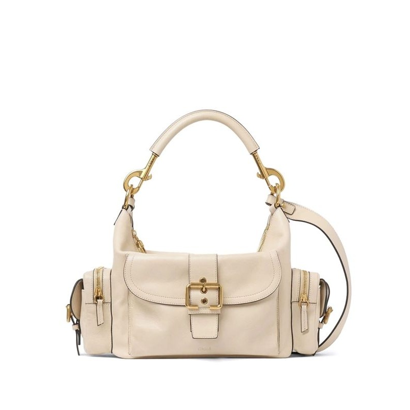 Camera Pocket Leather Tote Bag