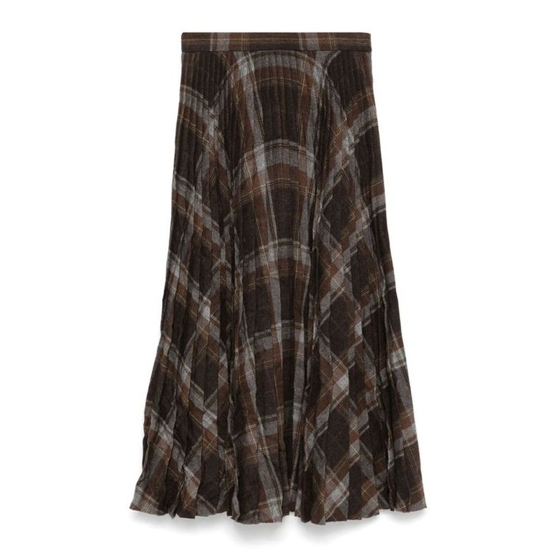 Checkered Pattern Pleated Skirt